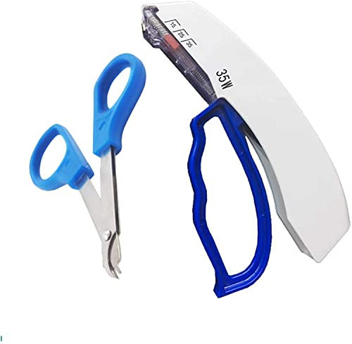 TMXKOOK Grapadora De Piel Desechable, con 35 Cables Precargados Y Herramienta De Removedor De Grapadora, para Prctica De Emergencia De Campo De Primeros Auxilios, Uso del Veterinario