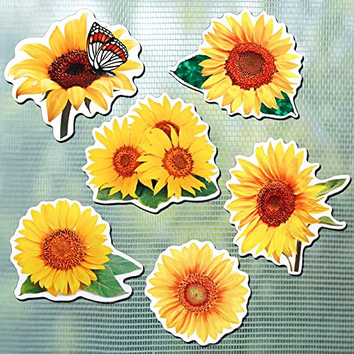 12 Pieces Sunflower Screen Door Magnets Decorative Magnetic Flexible Double Sided Protector Screen Door Hardware Magnets Keep Pets and Your Family Safe Refrigerator Magnets for Screen Sliding Doors