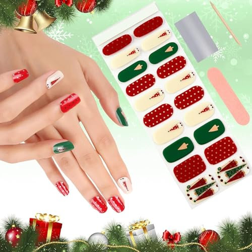 Kalolary Christmas Adesivi Smalto per Unghia, 20PCS Adesivo per Unghie in Gel Autoadesivo Fiocchi di Neve di Christmas Natale Adesivi con Strumenti per Unghie (Richiede Lampada UV/LED)-I