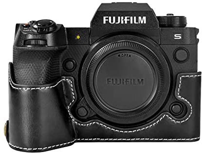 Fuji XH2S/XH2 Tasche, MUZIRI KINOKOO Schutzhülle aus PU-Leder, kompatibel mit Fujifilm XH2S/X-H2S/XH2 SLR-Kamera – Schwarze Kameratasche