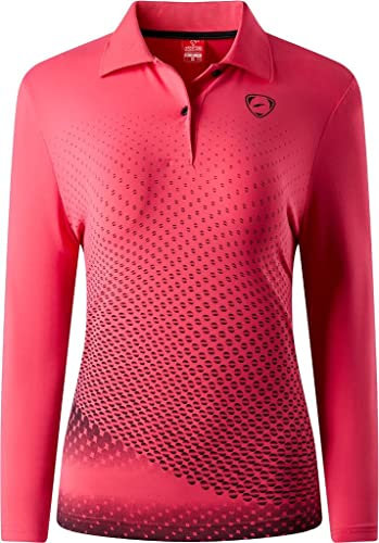 jeansian Women's Sport Long Sleeves Outdoor Athletic Golf Tennis T-Shirt Tops Tees SWT338 Rosered S