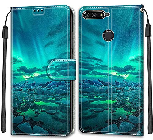 Feyten Kompatibel mit Huawei Y6 2018/Honor 7A Hülle, Handyhülle Huawei Y6 2018/Honor 7A, Handytasche PU Leder Klappbar Schutzhülle Wallet Kartenfach Magnet Klapphülle Case Cover (Aurora)