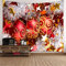 AmDxD Tapisserie Wandbehang 210x140CM, Weihnachtskugel Dekoration Wandteppiche Dekorativer Großer Bedspread in Weiches Polyester für Schlafzimmer Wohnzimmer Home Office Dekoration, Rot Gelb Weiß