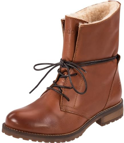 Palado Stiefeletten Damen Kasos – bequeme Boots Made in Portugal - warm gefütterte Stiefel - modische Winterschuhe ChristieCaramel/Brown UK7 - EU40
