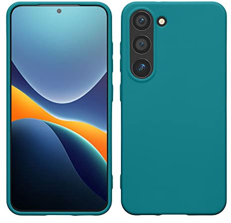 kwmobile Hülle kompatibel mit Samsung Galaxy S23 Hülle - TPU Silikon S23 Handyhülle - Case stoßabsorbierend flexibel - Kabelloses Laden - Petrol matt