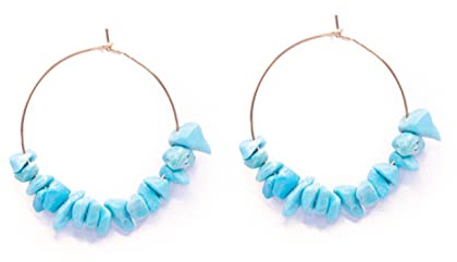Pendientes piedra natural y aro acero inoxidable. Pendientes piedra curativa, energética y aros dorados