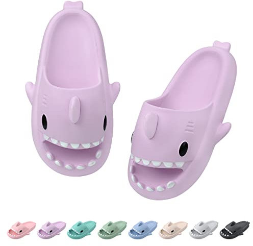 Dsaren Ciabatte Squalo Gomma Adulti Pantofole Nuvola Ultra Morbide Uomo Donna Shark Slippers Antiscivolo Doccia Bagno Estive Sandali Piscina Scarpe da Spiaggia Casa Unisex (Viola, numeric_36)