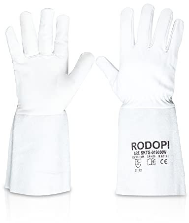 RODOPI Schweißerhandschuhe FIREWELD-Comfort 1-10 paar Arbeitshandschuhe EN 388:2016 Gr. 8-11 Rindvollleder EN 407 Schweißhandschuhe 33 cm für Damen und Herren (1, 8)