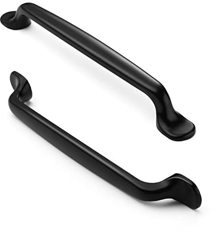 FURNIWARE 5Pack Matt Black Kitchen Cupboard Handles, Cabinet Hardware Drawer Appliance Pulls, Kitchen Cabinet Drawer Wardrobe Door Handles,Brass- 6.3 Inch(160mm) Hole Center