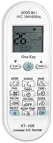 KTE08 Mando a Distancia Universal para Aire Acondicionado A/A 6000 Códigos Compatible con Panasonic Samsung Sanyo Toshiba Sharp Hitachi