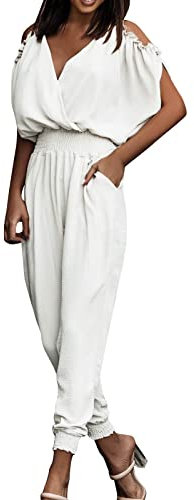 sutelang lurryly Jumpsuit Sommer Damen - Kleidung Färben Ganzkörper Kostüm Jumpsuit Damen Elegant Kurz Mit Große Taschen Damen Hose/Leinenhose Aus Luftigem Angenehm Streetwear