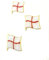 Anstecknadel mit englischem St. Georges-Kreuz, Metall, Emaille, Rot, 3 Stück, Metall