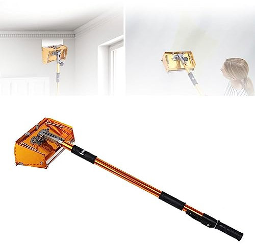 Rascador de masilla de caja de acabado plano for paneles de yeso de 10 pulgadas, máquina de renderizado de caja plana de enyesado de paneles de yeso con mango telescópico de 98-180 cm, herramienta