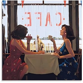 Jack Vettriano Kunstdruck Poster Cafe Days Leinwand Gemälde Wandkunst Dekorative Drucke Moderne Dekor 70 x 70 cm