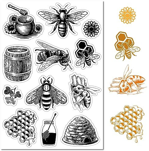 craspire Honey Bee Sunflowers Clear Rubber Stamp Vintage Honeycomb Hummel Transparente Silikonsiegel Stempel Für Journaling, Kartenherstellung, DIY, Scrapbooking, Handgefertigtes Foto-Notizbuch