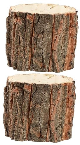 Happyyami 2 Maceteros De Troncos De Madera Cubo De Flores Corteza De Árbol Maceta De Imitación para Plantas Al Aire Maceta De Interior Plantas para Exteriores Contenedor De