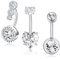 Besyvvin 3er Bauchnabelpiercing 8mm Chirurgenstahl Silber Piercing Bauchnabel Bauchpiercing Damen mit Herz Stein