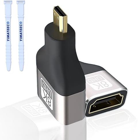 YIMATEECO Micro HDMI to HDMI Adapter - 2Pack HDMI to Micro HDMI Adapter Micro Male to Female Connector HDMI 2.1 Extension Adapter Support 8K@60Hz 4K@120Hz 1080P for HDTV, Camera, Projector (2-Pack)
