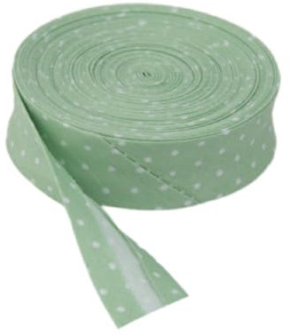 EIOLWJIEO Bedrucktes Schrägband, lebendiger und stilvoller Besatz zum Nähen, Gepunktete und gestreifte Reihenkantenbänder, Punktedruck, gebügeltes Band, hellgrüner Punkt
