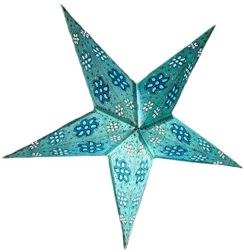 YEPSIO Paper Star Lantern Lampshade Light Shades Large 60cm Star Hanging Decorations for Christmas Wedding Home Decoration Birthday Party (Turquoise)