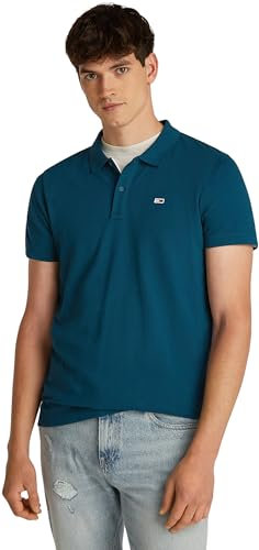 Tommy Jeans Men's Tjm Slim Placket Polo Ext Dm0dm18312 S/S Polos, Blue (Deep Seawater), M
