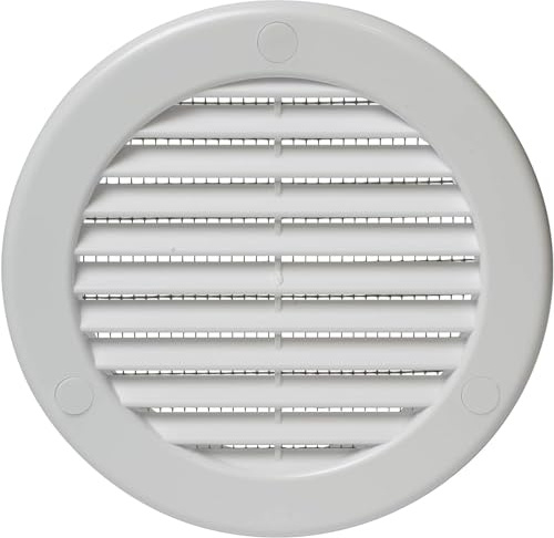 Vent Systems Grille d'aération 100 mm - 50 pièces - Couverture de tuyau de ventilation blanc avec connexion ronde – Fentes de ventilation avec moustiquaire – Grille HVAC pour intérieur, extérieur