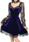 XKBHYD Robe gothique en velours à manches longues pour femme - Robe de sorcière vintage - Robe de fée Lune Lolita en dentelle - Robe punk grunge, 01-violet., L
