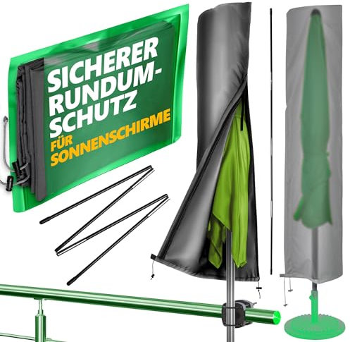 4smile Housse de protection pour parasol jusqu'à 3 m de diamètre - Housse de parasol fonctionnelle avec fermeture éclair - Tige - Housse de protection pour parasol - En polyester - Taupe