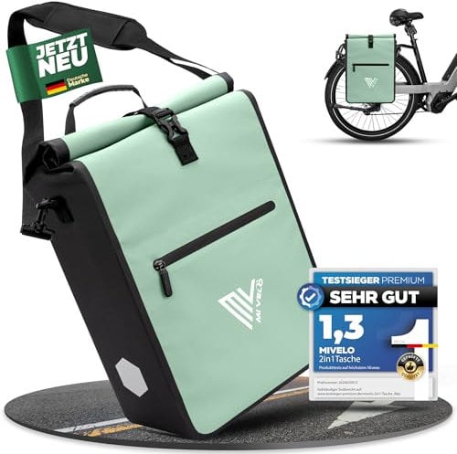 MIVELO 2in1 Fahrradtasche für Gepäckträger Gepäckträgertasche 100% wasserdicht Fahrrad Tasche für Gepäckträger (Mint, 25L)
