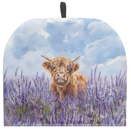 Mintulipy Purple Flower Highland Cow Tea Cozy Tea Cozy Insulated Teapot Covers Keep Warm Tea Cozy Tea Cosy Covers Fit 1 to 6 Cup Teapot Warmer Insulated Kitchen Dust Cover