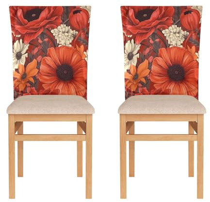 Stuhlhussen für Festivals (Ostern, Abschlussfeier usw.), Stuhlhussen für Hochzeit, waschbar, Geburtstag, Stuhlbezug, 2 Stück, Vintage-Mänseblümchen, kreatives Muster