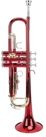 Trompete, Goldene Tasten, B-Trompeten-Set, Professionelle Trompete, Anfänger-Trompete, Musikinstrument, Orchester, Musikinstrument mit Tragetasche für Anfänger-Bands, Rot