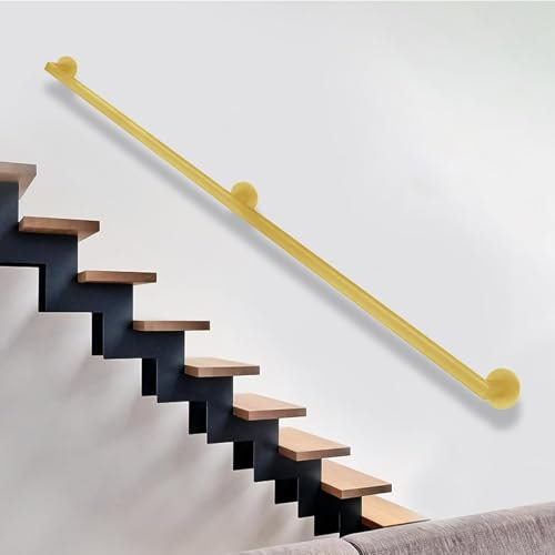 Whnoorher Treppengeländer-Stützsatz für Treppenhandläufe, rutschfeste Treppenhandläufe zur Wandmontage, führen direkt für Treppenhaus, Matte Metallstützstange(200cm)