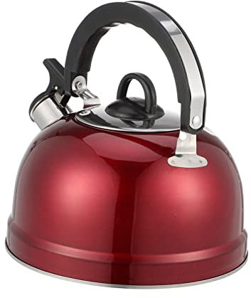 PRETYZOOM Hervidor De Agua Silbante De Acero Inoxidable 3L | Tetera Roja Para Cocina De InduccióN Y Gas | Calentamiento RáPido Con Tapa Resistente Al Polvo Y Agua | Ideal Para Té, Café Y Vino Caliente