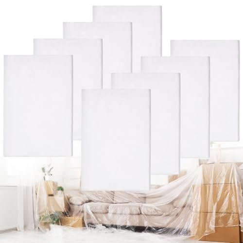 8x Plastico Protector Muebles, 4x5 m Lamina de Protección en Obras y Reformas, Lona de Plástico, Film Transparente, Resistente al Desgarro, Plastico Protector para Cubrir, Para Interior y Exterior