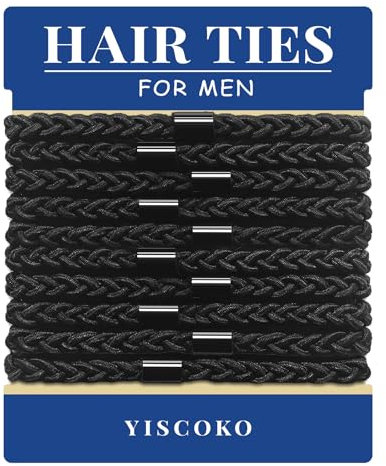YISCOKO haargummi herren,haarband herren,haargummis für männer,haarreifen männer,haargummi schwarz-geflochtenes stirnband für dutts,lockiges,dickes, dichtes Haar, elastische.(10 Stück, Black)