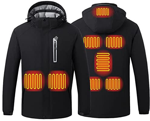 Feelcrag Self Heating Jacket Electric USB Rechargeable Thermal Coat Heated Gilet for Men with Power Bank Self Heating Body Warmer Mens Thermal Set Long Sleeve Vest Pink Puffer Jacket