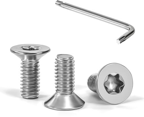 Tunejoy Viti a Testa Svasata M4 x 10 mm Vite Torx Bullone a Macchina in Acciaio Inox A2 V2A Viti a Testa Piatta con Chiavi a T20 Filettatura Completa 30 pezzi