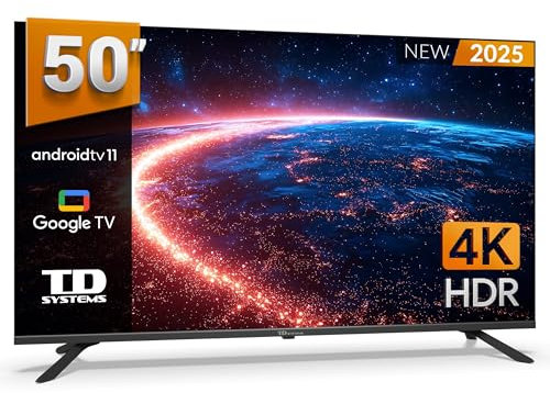 TD Systems - Smart TV 50 Pulgadas 4K HDR10 sin Marcos, Android 11, Google Assistant, Control por Voz, televisión TDT 2025. Televisor con 3 años de Garantia - PRIME50K20GLE
