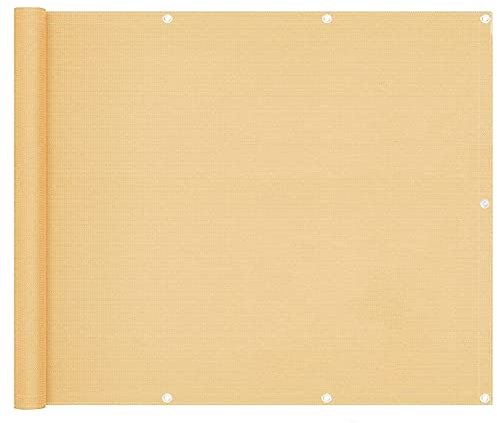 Beige Sichtschutzzaun Sichtschutz 0,5 x 6 m - Wetterfester Garten Sonnenschutz mit Ösen Kordeln & Kabelbinder für Pool Veranda & Geländer Schutz