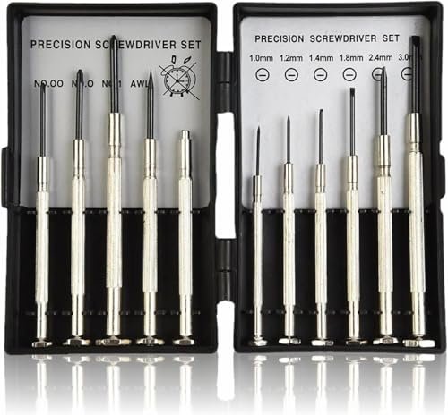 Lot de 11 mini tournevis, tournevis de précision avec mini étui de transport, parfait pour lunettes, montres, télécommandes et ordinateurs