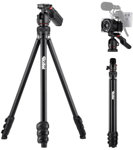 Treppiede Fotocamera da Viaggio 152cm, Rollei Compact Creator Cavalletto Fotografico Alluminio Leggero e Portatile con Supporto per Smartphone Integrato e Telecomando, Treppiede-Fotocamera-Tripod