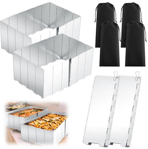 MorningRo 4 Pcs 80 Plate Folding Camping Stove Windscreen, Sliver