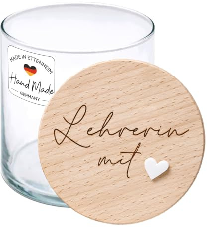 MaldetKIDS Geschenk Lehrerin: Süßigkeitenglas mit Gravur & 3D-Herz | Vorratsglas mit luftdichtem Deckel | Geschenk für Klassenlehrerin zum Dank oder Abschied (Klein - 530 ml)