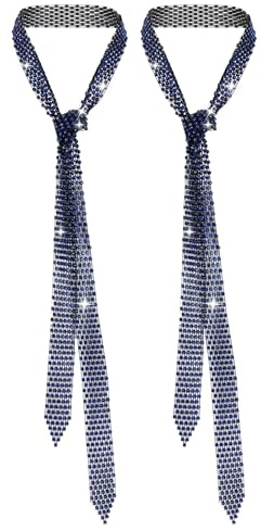 AIEOE 2 Stück Glitzer Diamantlegierung Krawatte Damen 70er Jahre Disco-Accessoire Uniform Party Kostüm