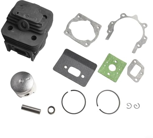 44 mm Zylinder und Kolben für Timbertech MFS52, MS-2TL-52, MS52-2TL Motorsense, Ersatzteil mit 2 Kolbenringen, Stift, Sicherungsring, Papierdichtungen
