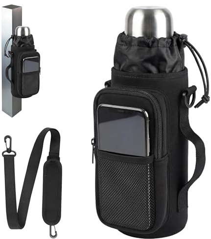 Magnetic Gym Bag with Adjustable Shoulder Strap & Phone Pocket | Water Bottle Carrier Fitness Waist Bag for Gym, Hiking, Travel, Camping