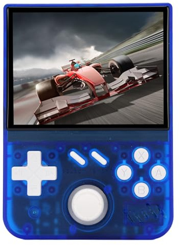 FAUOSWUK Console de Jeu Vidéo Portable Rétro avec Joystick 3D pour Le Divertissement, Console de Jeu Portable à écran de 3,5 Pouces pour Adultes, ABSTaille de L'écran : 3,5 Pouces (Bleu Transparent)