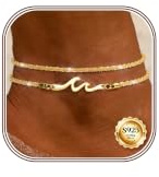 KRFY Bracelet Cheville Femme Argent 925 Imperméable Bracelets de Cheville pour Femme Argent Or Vague Chaine de Chevilles Réglable Plage Chevilles Bracelets pour Femmes
