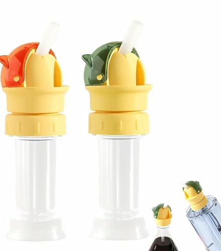 2PCS Bottle Straw Cap Lid, Red Green Water Beverage Bottle Topper